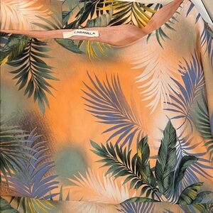 Caramela One Shoulder Tropical Print Dress - Orange and Green